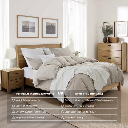 Duvetnova Bettwäsche 200x220 cm Baumwolle Leinen-Optik, 3-teilig