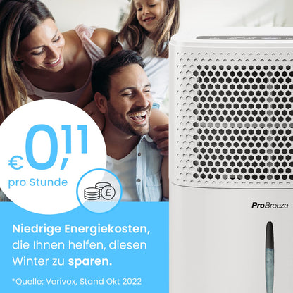 Pro Breeze 12L Luftentfeuchter mit Digitalanzeige – Weiss