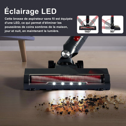 monmecd Akku-Staubsauger C702 4-in-1 kabellos mit LED-Düse, rot