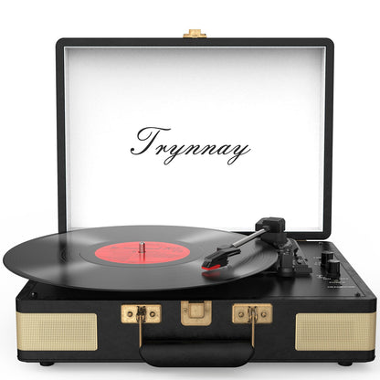 Trynnay Koffer-Plattenspieler mit Bluetooth, 3 Geschwindigkeiten