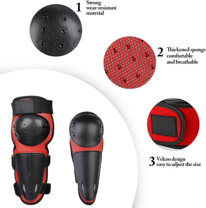 Fansport Motorrad Schutzjacke Kinder, 5-teiliges Protektoren-Set, Rot