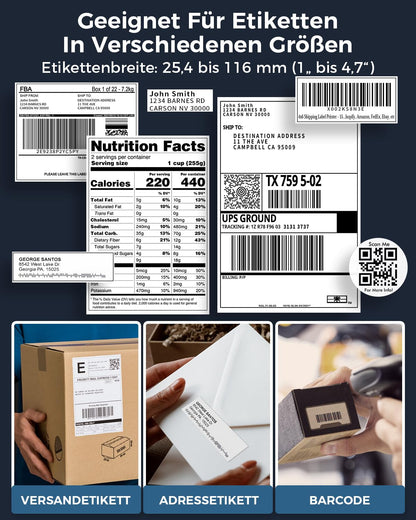 Phomemo 241BT Etikettendrucker, Bluetooth-Thermodrucker 4x6