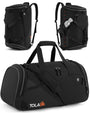 Tolaccea Sporttasche 47L mit Schuhfach & Nassfach, schwarz, aus wasserabweisendem Oxford-Material
