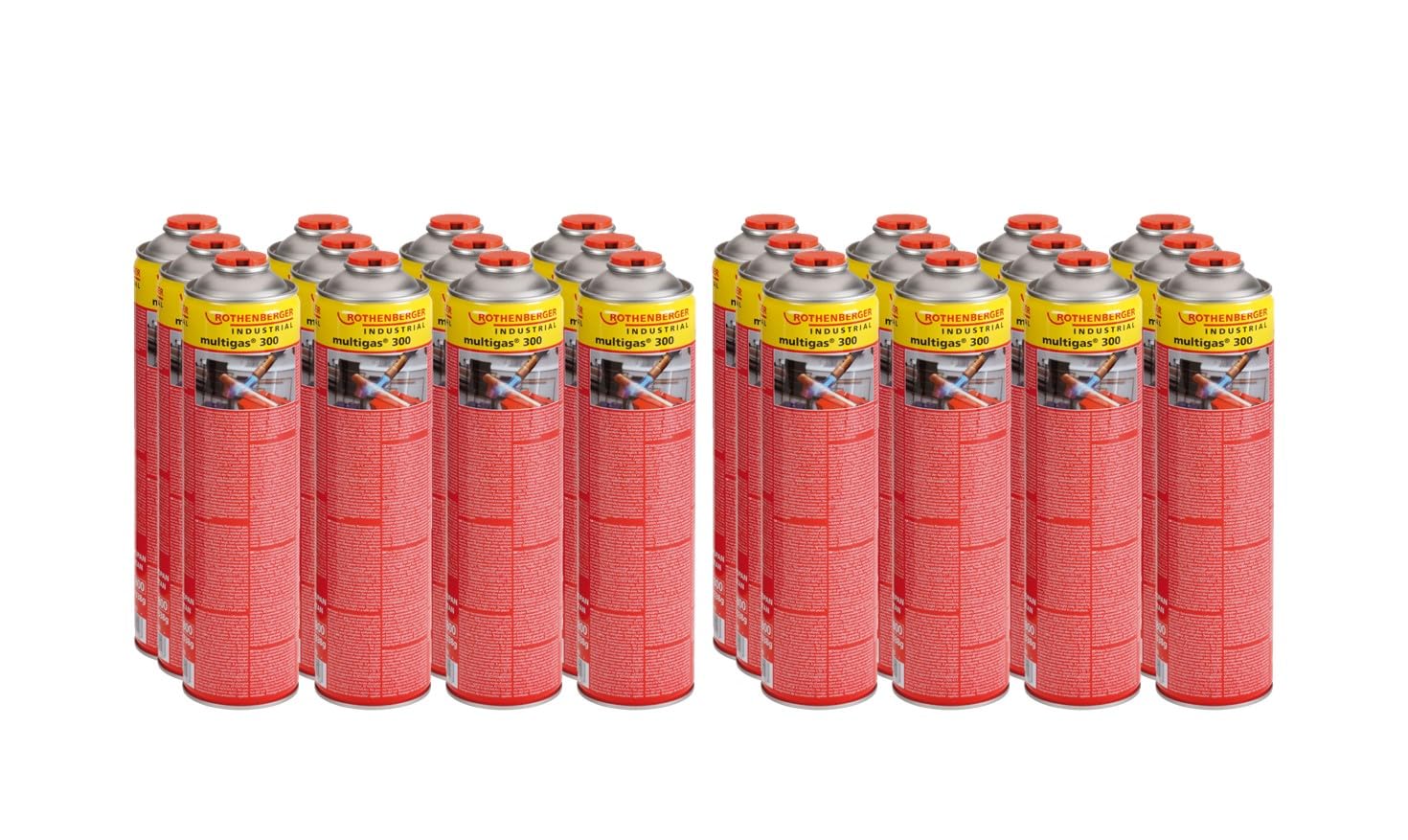 Rothenberger Industrial Multigas 300 Gaskartusche – 600ml 7/16" EU 24er Pack. Enthält Propan/Butan für 7/16" EU-Brenner.