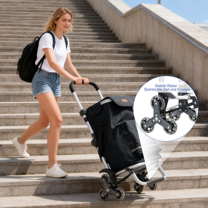 Sekey Einkaufstrolley XXL Treppensteiger, faltbar, Aluminium, schwarz