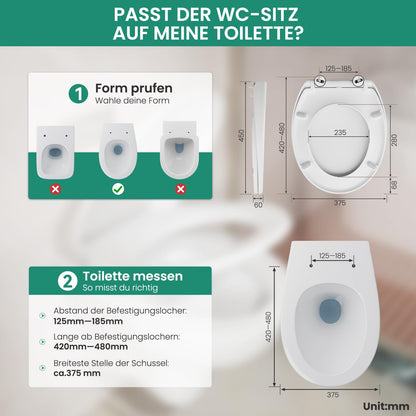 Anycee WC-Sitz Duroplast mit Absenkautomatik, Quick-Release, weiss