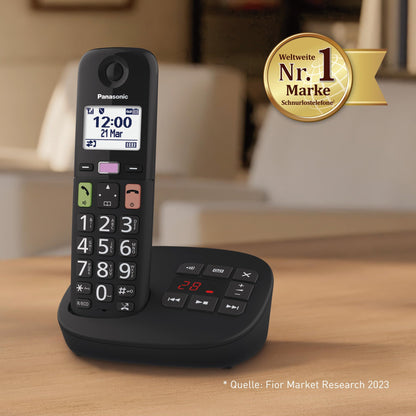 Panasonic KX-TGU133EXB Schnurlostelefon AB – 3 Mobilteile, Schwarz