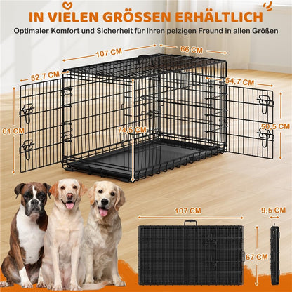 Yaheetech Hundekäfig klappbar XL mit Trennwand – Schwarz
