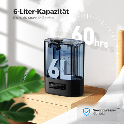 AROEVE DH-JS07 Luftbefeuchter 6L Ultraschall Top-Fill Schwarz