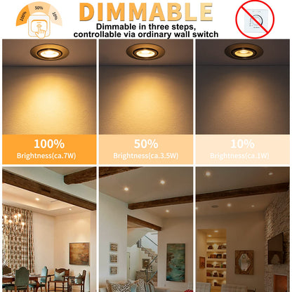 wowatt 10er LED Einbaustrahler IP44 68mm 3-Stufig Dimmbar Warmweiss