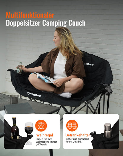 KingCamp Camping Sofa Faltbar 2 Sitzer - Gepolstert Hochlehner