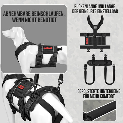 OneTigris SKYEWALKER Hundegeschirr Unterstützung – Schwarz L