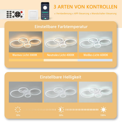 Tetipa LED Deckenleuchte Dimmbar – Farbwechsel, APP & Fernbedienung