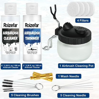 Roizefar Airbrush Reinigungsset mit Verdünner und Reinigungstopf