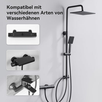 Auralum Regendusche Duschsystem 25x25cm - Schwarz, ohne Armatur