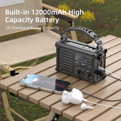 Mesqool CR1030 Notfallradio, Solar-Kurbelradio AM/FM mit Powerbank