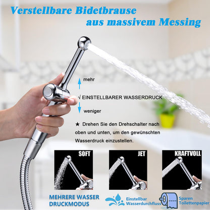 Uvish Bidet Handbrause Aufsatz mit Druckregelung - Chrom