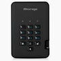 iStorage diskAshur2 HDD 3TB Schwarz – Sichere Festplatte. Schwarzes rechteckiges Gehäuse mit Tastatur. Verschlüsselt Daten für externen sicheren Speicher.