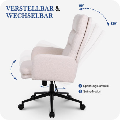Nusetx Schreibtischstuhl Drehstuhl Höhenverstellbar - Beige