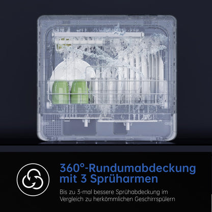 AIRMSEN Kompakter Tischgeschirrspüler mit Wassertank – Weiss