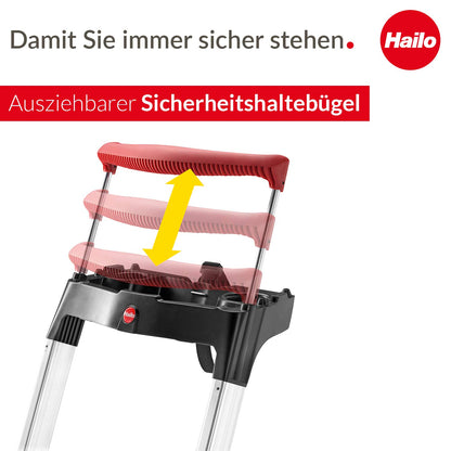 Hailo L85 ComfortLine Alu-Sicherheits-Stehleiter 5 XXL-Stufen