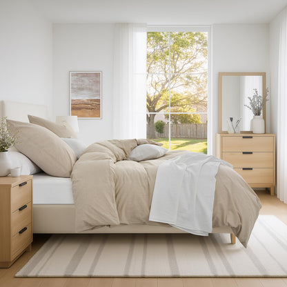 Duvetnova Bettwäsche-Set 135x200 Baumwolle beige, 4-teilig