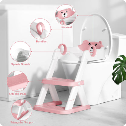 Rabb 1st Toilettenleiter für Kinder, 2-in-1 Toilettensitz mit Treppe