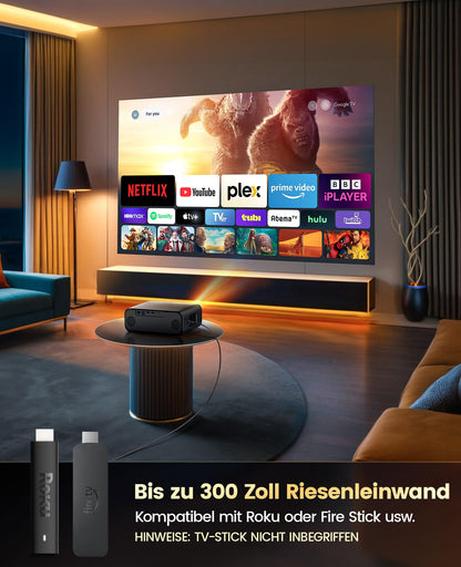 Premium Heimkino Beamer 4K Full HD Autofokus WiFi6 - Schwarz