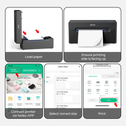 Nelko Bluetooth Versandetikettendrucker – Thermodrucker 4x6 Schwarz