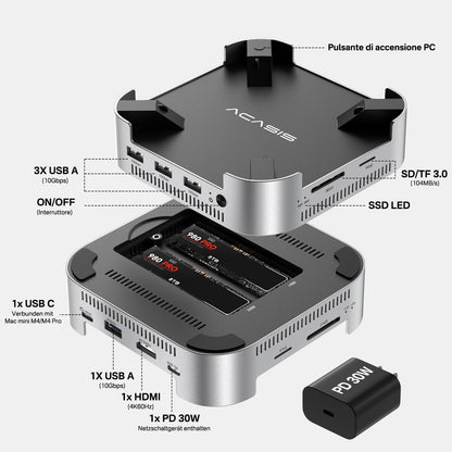 ACASIS Mac mini M4 Docking Station - Dual Bay NVMe SSD DS1101-EU