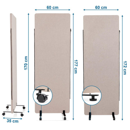 hjh OFFICE FLEXMIUT Akustik Trennwand – Mobile 2er Set Taupe