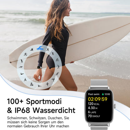 AEAC Smartwatch mit Telefonfunktion, 1,85-Zoll-HD, IP68 wasserdicht
