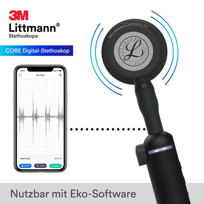 3M Littmann CORE Digital-Stethoskop 8490 – Schwarz, 69 cm
