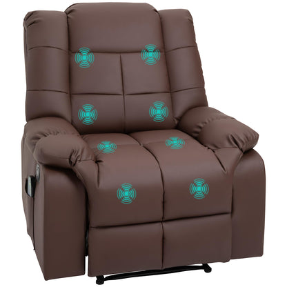 HOMCOM Elektrischer Massagesessel Relaxsessel Kunstleder Braun. Brauner Sessel mit elektrischer Massagefunktion zur Muskelentspannung.
