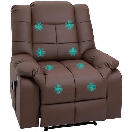 HOMCOM Elektrischer Massagesessel Relaxsessel Kunstleder Braun. Brauner Sessel mit elektrischer Massagefunktion zur Muskelentspannung.