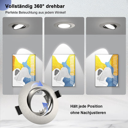 Wondlumi Spot GU10 Rund Schwenkbar Edelstahl Gebürstet 20er