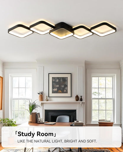 LED Deckenleuchte Dimmbar 45W - Schwarz 92cm Rechteckig