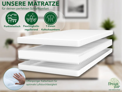 DREAMSTAR Simple Flex Duo 7-Zonen Kaltschaummatratze 90x200 cm