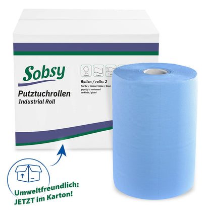 Hypafol Putztuchrolle blau 2-lagig, 2 x 500 Blatt, 37 x 36 cm