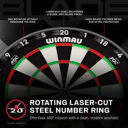 WINMAU Blade X Dartscheibe – Profi Steeldartboard für PDC-Turniere