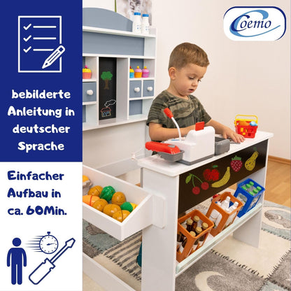 Coemo Kaufladen Nicola Kinder Kaufmannsladen aus Holz - Grau