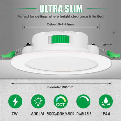 ALUSSO LED Einbaustrahler Deckenspots Dimmbar 68mm - Weiss 12er Set