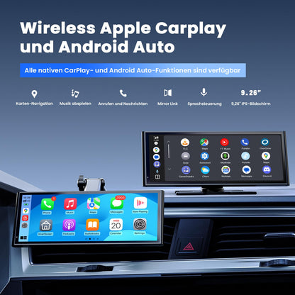Krunia 9.26" Drahtloses Tragbares CarPlay Android Auto Display