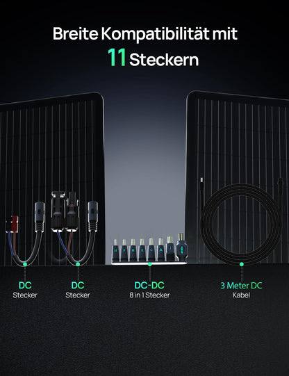 ECO-WORTHY 100W Solarpanel Faltbar Monokristallin für Powerstation