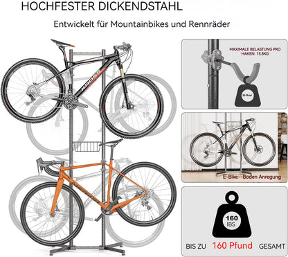 CXWXC Fahrradständer Boden Halterung für 4 Fahrräder – bis 70kg