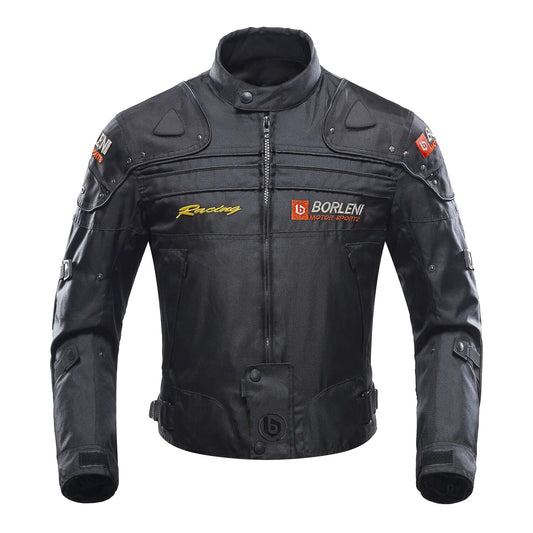 BORLENI Motorrad Textiljacke Herren Winter Protektoren, schwarze Textiljacke mit Protektoren für Schutz beim Motorradfahren im Winter.