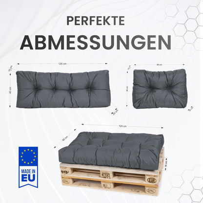 TexDeko Garden Palettenkissen Set 7-tlg., 120 x 80 cm, Anthrazit
