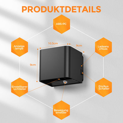 GEARLITE LED Wandleuchte mit Bewegungsmelder, aufladbar, 4er-Set
