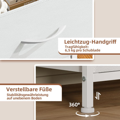 Somdot Kommode mit 5 Stoffschubladen, Schubladenschrank, Weiss