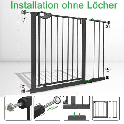 UISEBRT Treppenschutzgitter ohne Bohren, 105-115 cm, Metall, Schwarz